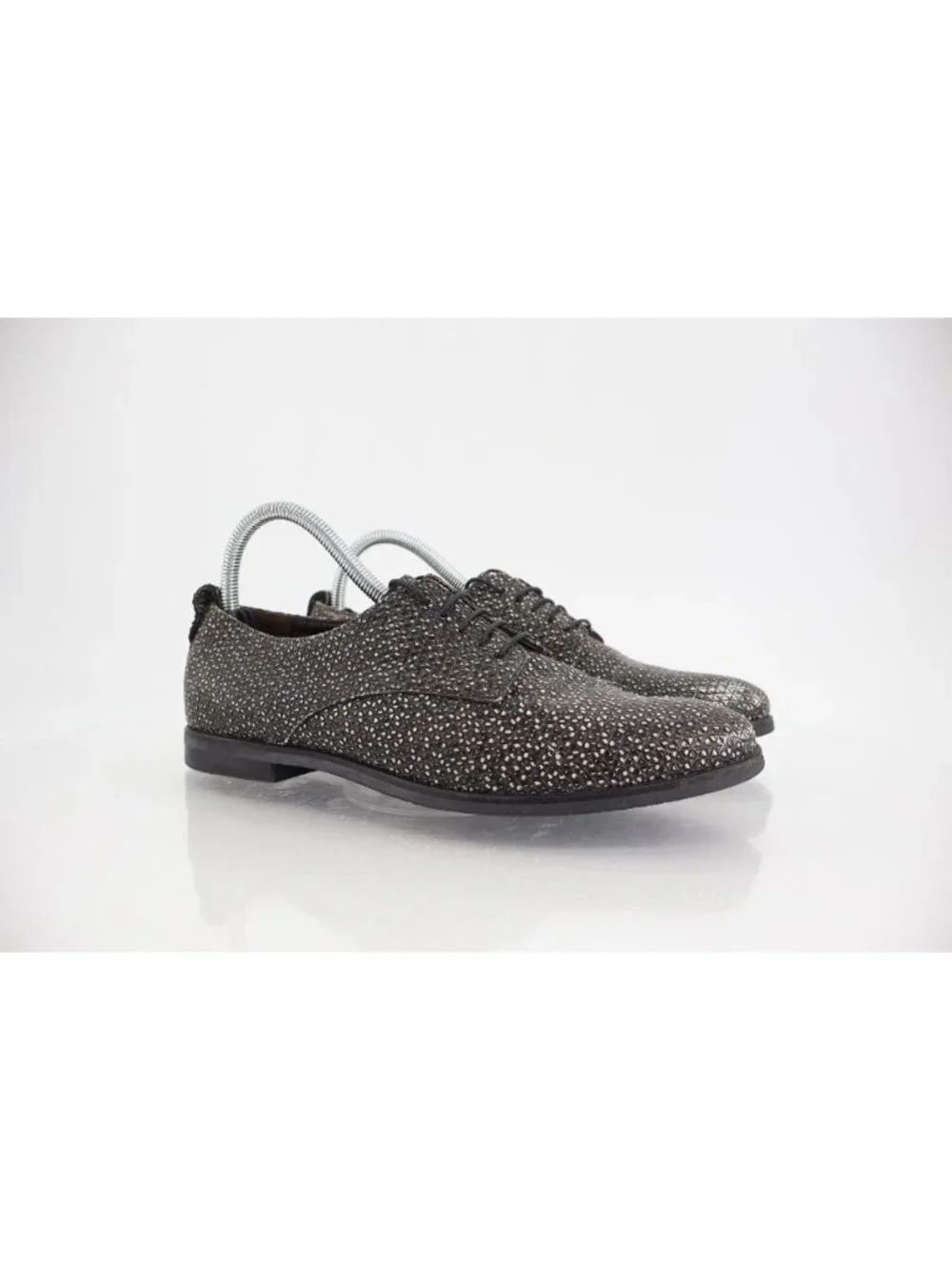 AGL Derby Loafers Womens 39.5 9.5 Black Speckled Leather Lace Up Flat Shoes
